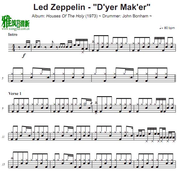 Led Zeppelin - D'yer Mak'er鼓谱