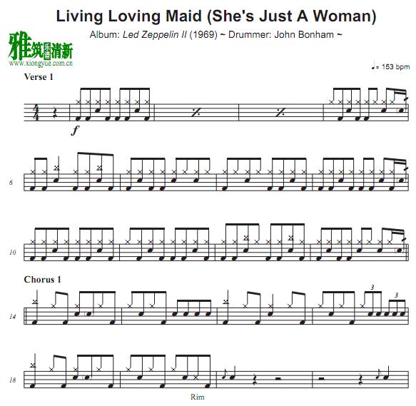Led Zeppelin - Living Loving Maid She's Just A Woman 鼓谱