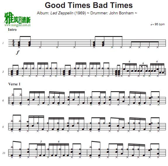 Led Zeppelin - Good Times Bad Times鼓谱