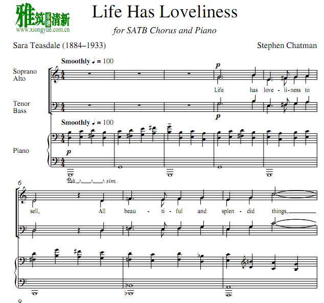 life has loveliness satb四声部合唱钢琴伴奏谱