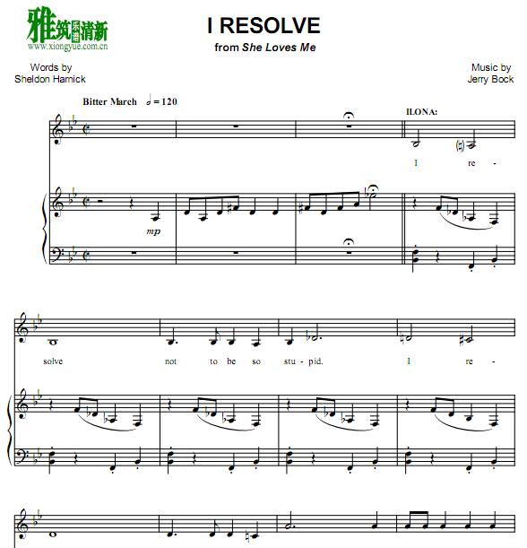 她爱我 I Resolve 正谱 钢琴伴奏谱