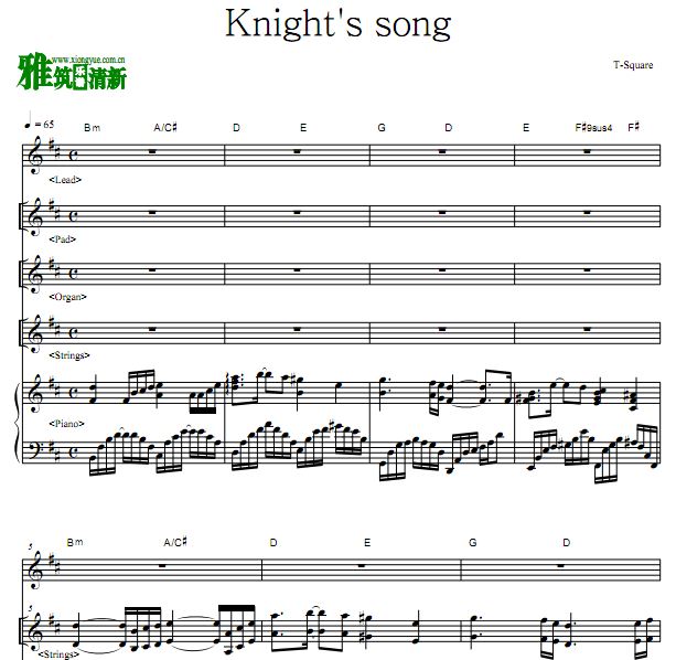 Knight's song - T-Square乐队键盘谱