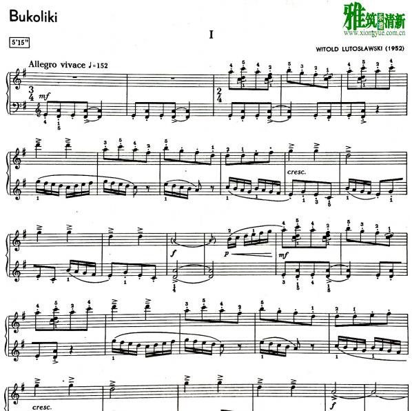 鲁托斯拉夫斯基 - 布科利基Lutosławski - Bukoliki  钢琴谱