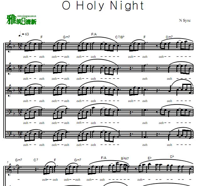 超级男孩  O Holy Night无伴奏合唱谱