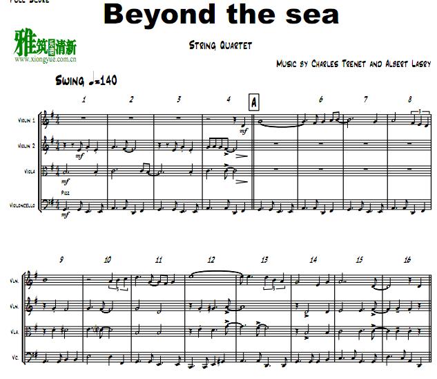 Beyond the sea 弦乐四重奏谱