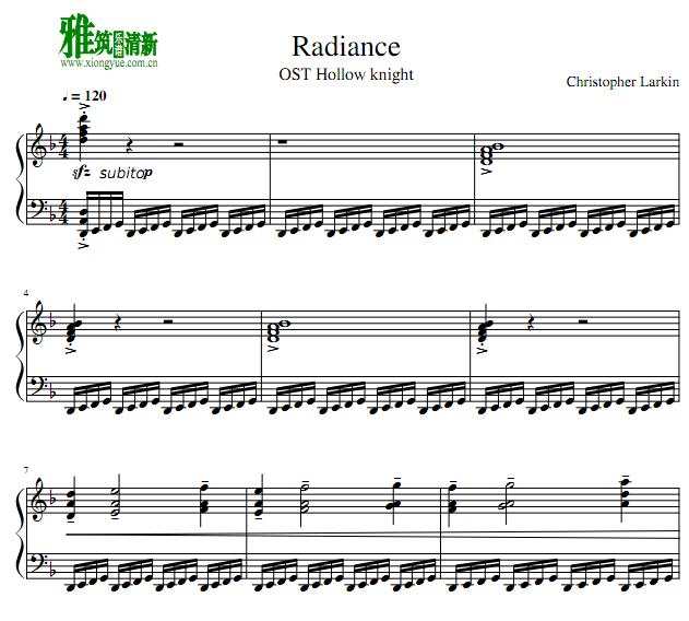 Hollow Knight 空洞骑士 - Radiance钢琴谱