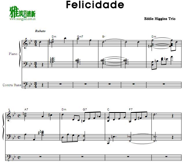 Eddie Higgins Trio - Felicidade爵士钢琴谱