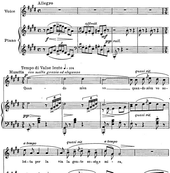 普契尼  Musetta's Waltz Song 缪赛塔的圆舞曲  钢琴伴奏谱
