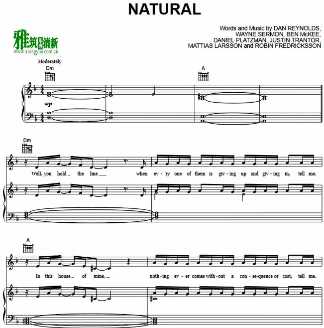 Imagine Dragons - Natural 钢琴谱
