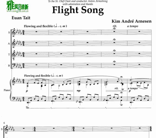 Arnesen - Flight Song 四声部合唱钢琴伴奏谱3