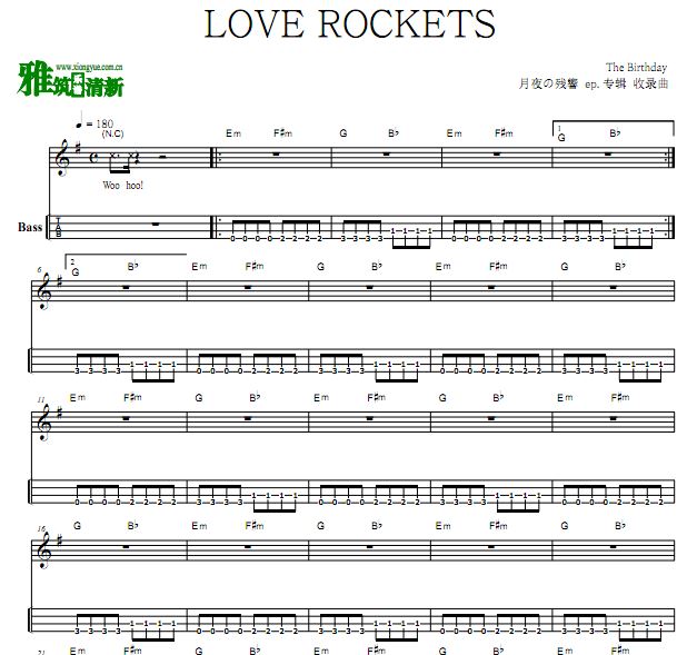 LOVE ROCKETS贝司谱 Tab谱