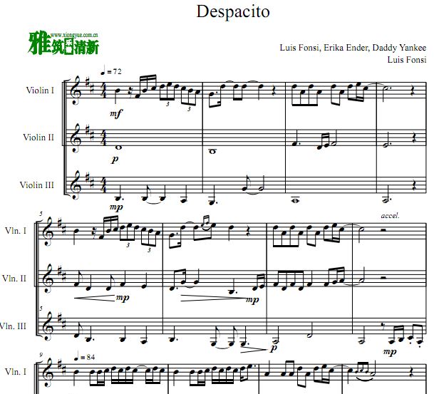 Despacito 三小提琴重奏谱
