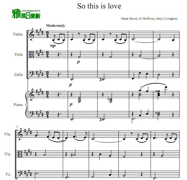 So this is love 小提琴中提琴大提琴钢琴合奏谱 