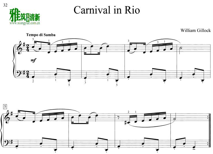 William Gillock - carnival in rio 钢琴谱