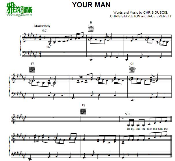 Josh Turner - Your Man钢琴谱