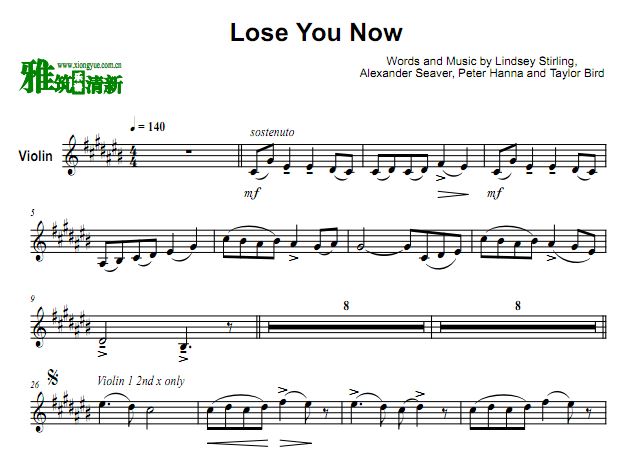 Lose You Now 小提琴谱