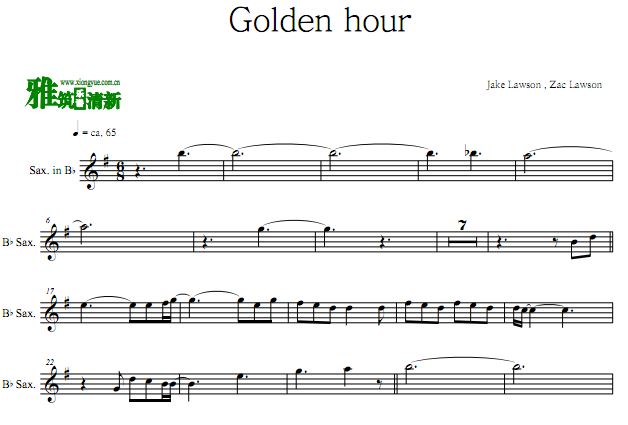 Golden hour  萨克斯谱