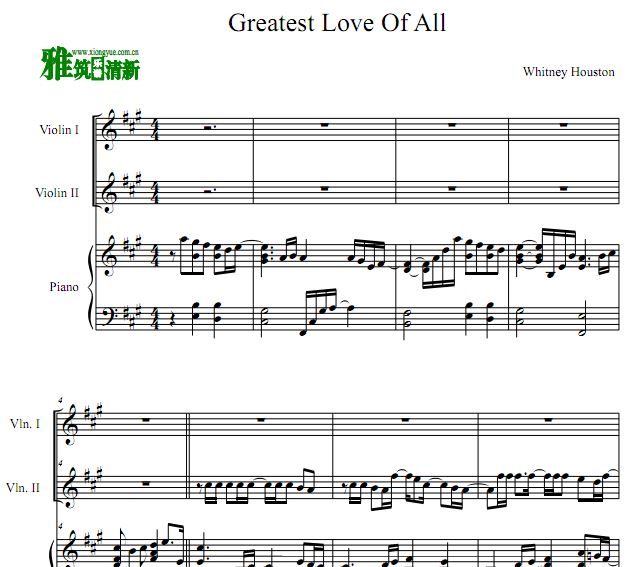 Greatest Love Of All 小提琴钢琴三重奏谱