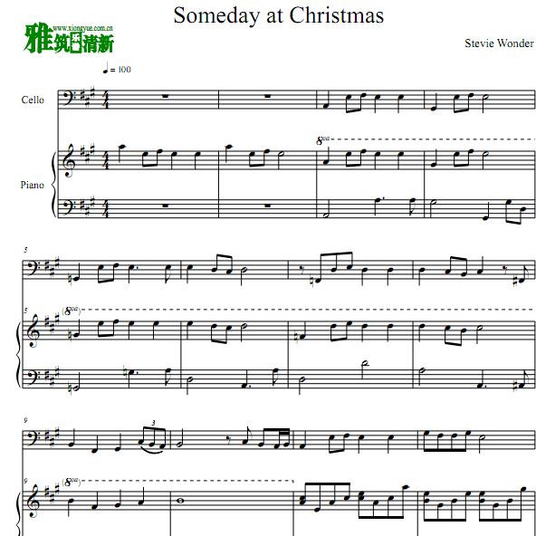 Someday at Christmas 大提琴钢琴合奏谱 圣诞用大提琴钢琴谱