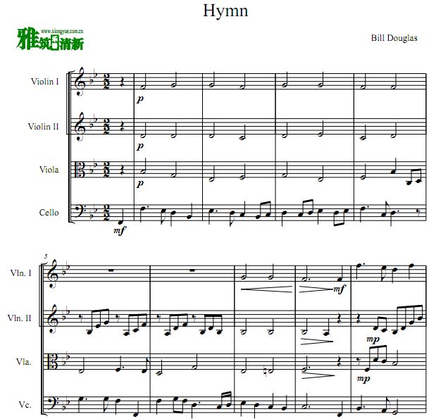 Bill Douglas - Hymn 弦乐四重奏谱