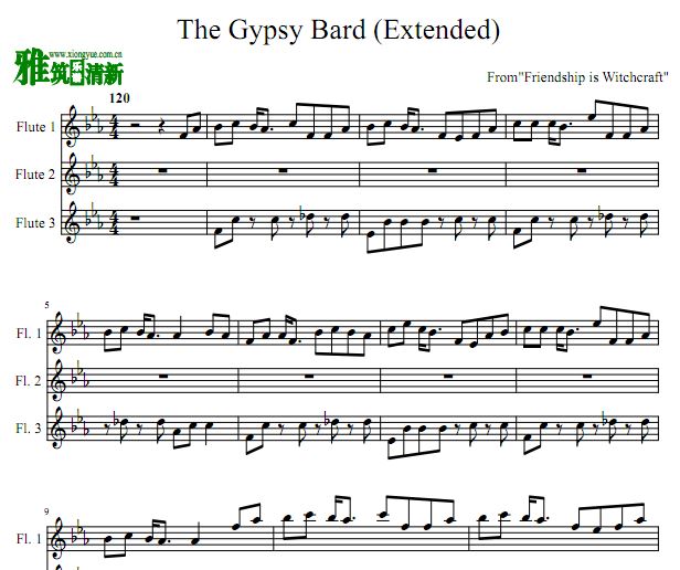 The Gypsy Bard - Extended(Fanmade)长笛三重奏谱