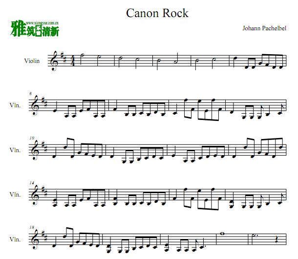 Jerry.C - Canon Rock小提琴谱 Jerry C 卡农摇滚版小提琴谱