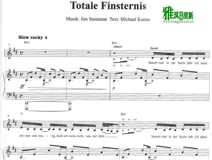 Tanz der Vampire - totale finsternis正谱 钢琴伴奏谱