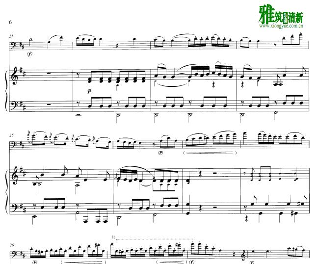 万哈尔 D大调低音提琴协奏曲 低音提琴钢琴伴奏谱