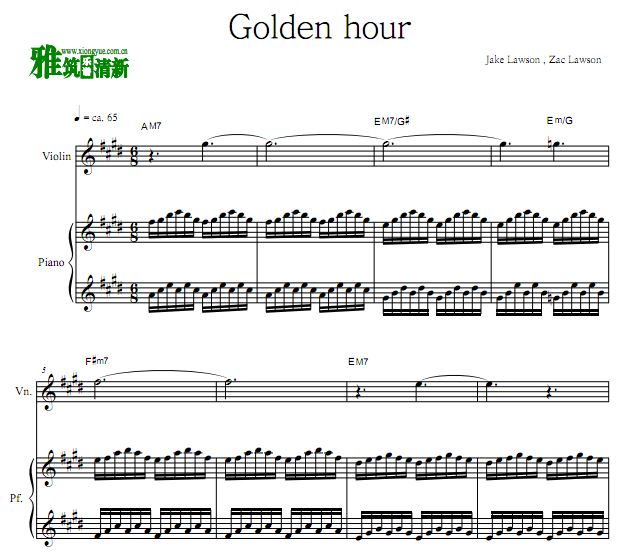 Golden hour 小提琴钢琴合奏谱
