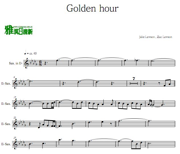 JVKE - Golden hour 降E萨克斯谱
