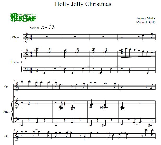 Holly Jolly Christmas双簧管钢琴合奏谱