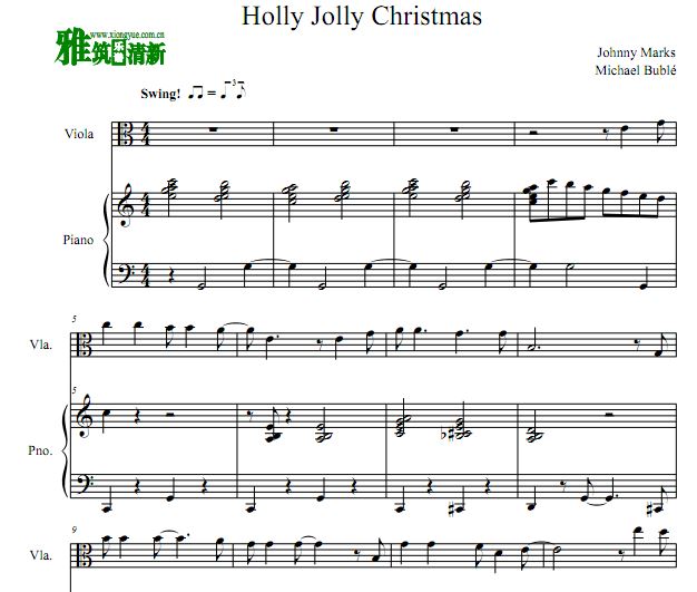 Holly Jolly Christmas中提琴钢琴合奏谱