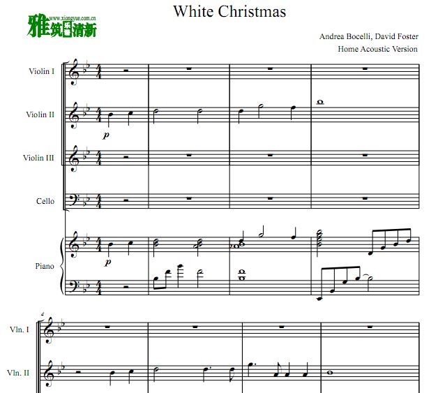 白色圣诞节 White Christmas 小提大提钢琴五重奏谱