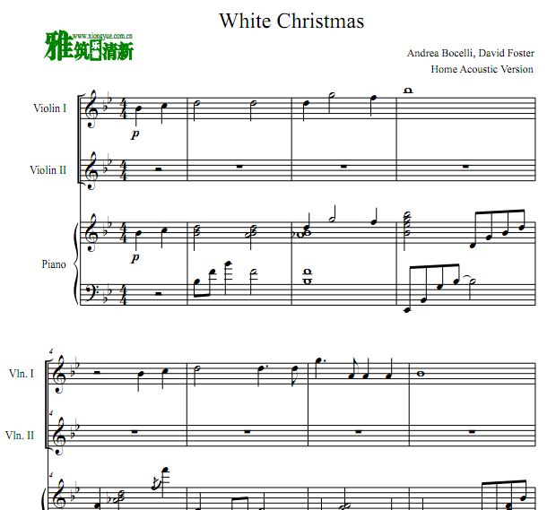 白色圣诞节 White Christmas 小提琴钢琴三重奏谱