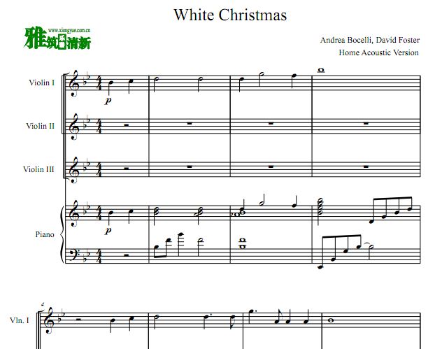 White Christmas 白色圣诞节 小提琴三重奏钢琴伴奏谱
