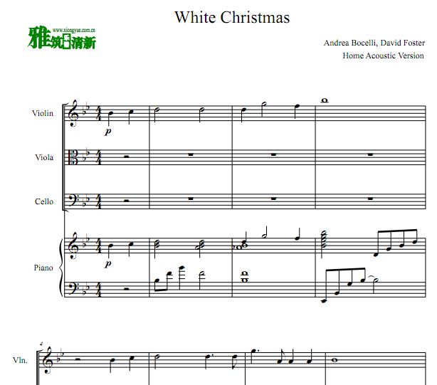 White Christmas 小提琴中提琴大提琴钢琴四重奏谱