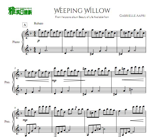 Gabrielle Aapri - Weeping Willow钢琴谱