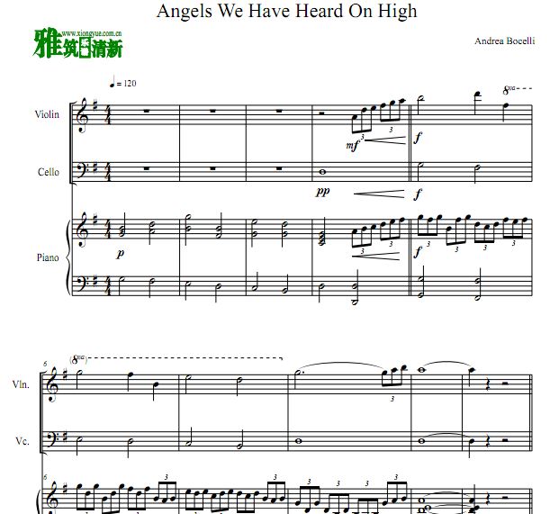 Angels We Have Heard On High 钢琴三重奏谱