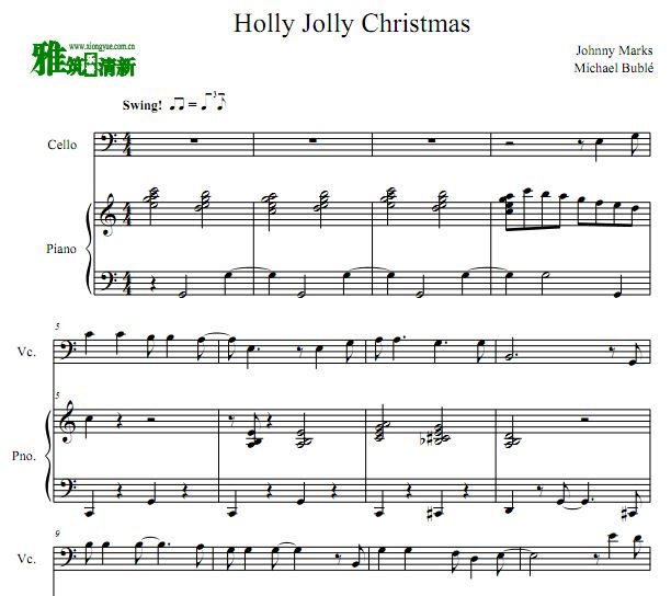 Holly Jolly Christmas 圣诞快乐大提琴谱 钢琴伴奏谱
