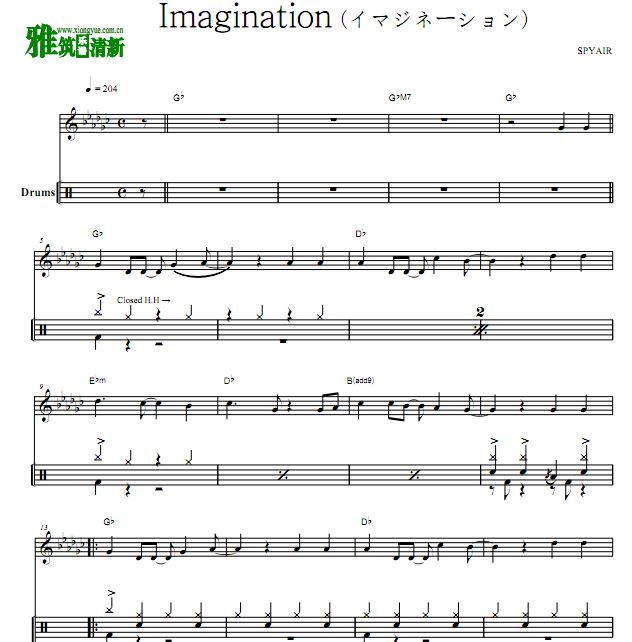 排球少年第一季OP  Imagination鼓谱