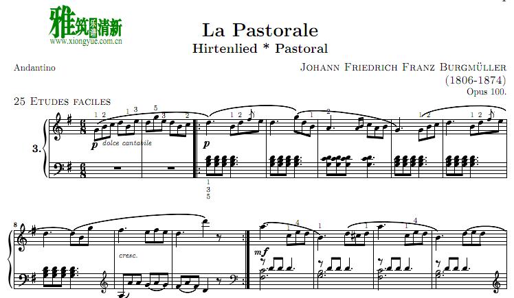 布格缪勒 Burgmuller - Pastoral 钢琴谱