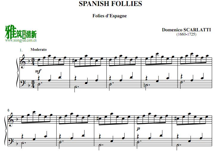 Alessandro Scarlatti - Folies d'Espagne 钢琴谱
