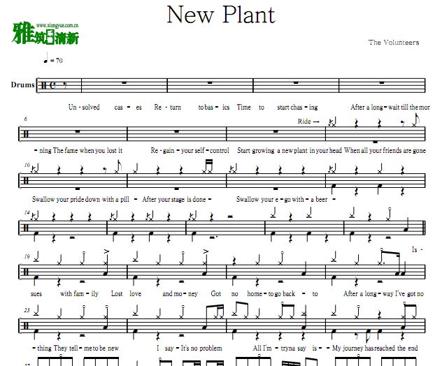The Volunteers 鼓谱 - New Plant鼓谱  原谱