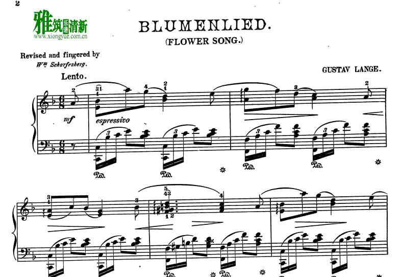 古斯塔夫·兰格 花之歌 Lange - Blumenlied钢琴谱