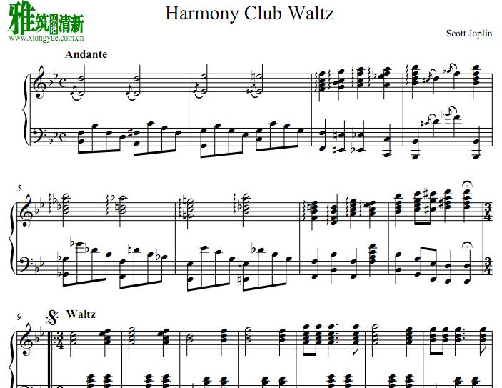 Scott Joplin – Harmony Club Waltz钢琴谱