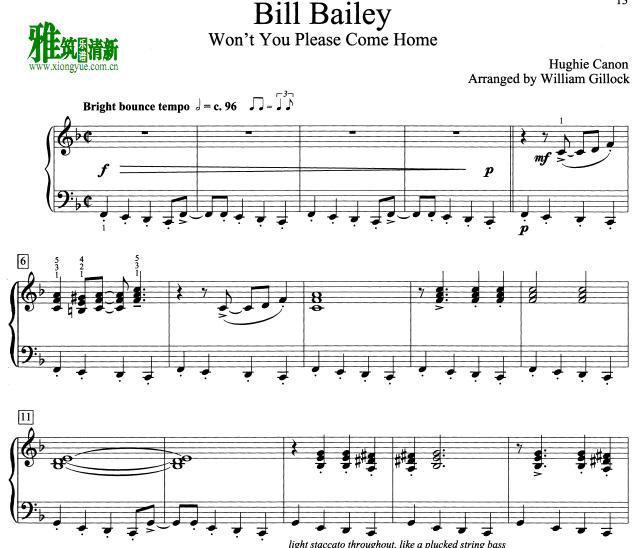 William Gillock - Bill Bailey钢琴谱