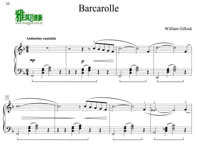 William Gillock - Barcarolle钢琴谱