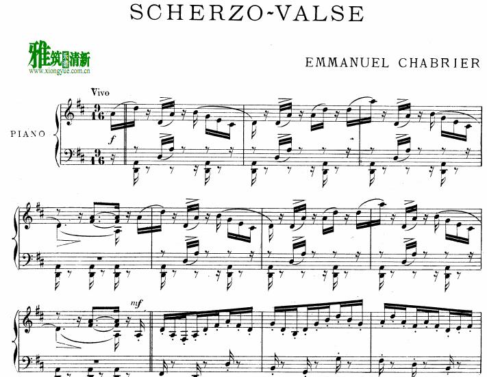 夏布里埃 谐谑圆舞曲 Chabrier Scherzo Valse钢琴谱