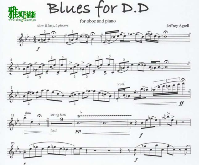 Agrell Jeffrey - Blues for D. D. 双簧管谱