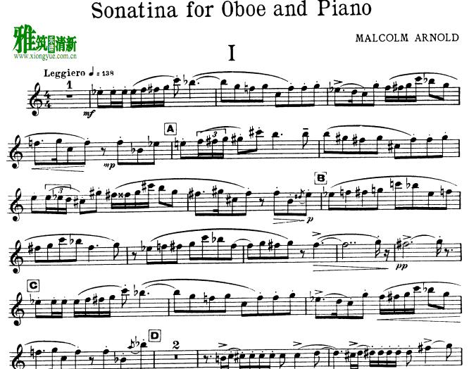 Arnold - Sonatina for Oboe and Piano 双簧管谱